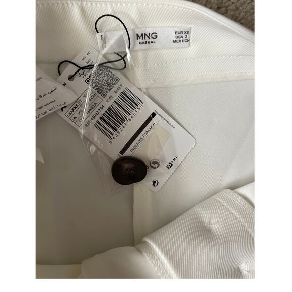 Mango Casual Stretch Wide Leg High-Rise Cropped Sailor Trousers in White Size XS - Picture 6 of 8